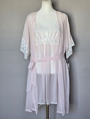 NWT Linea Donatella Vtg Peignoir Robe Nightgown Wedding Set S/M